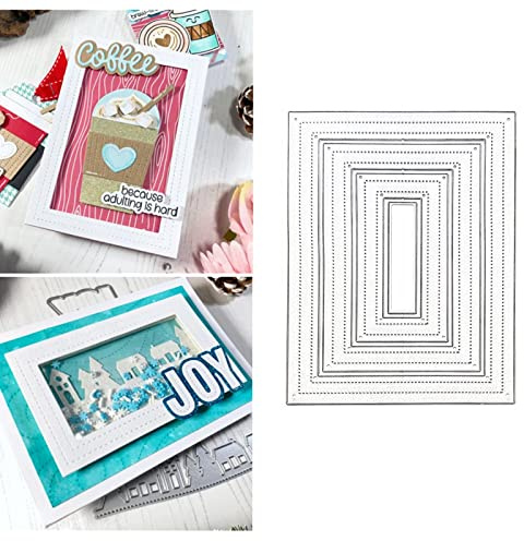 3pcs/Set Rectangle Frame Metal Die Cuts,Stitched Frame Panel Background Cutting Dies Stencils DIY Crafts Cards Cuts for DIY Embossing Card Making Photo Decorative Paper Dies Scrapbooking