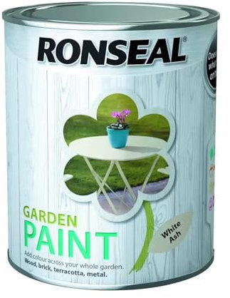 Q&H 2.5L Garden Paint - Super Coverage Long Lasting Matt Finish - Waterproof & Weatherproof Paint Tin - Quick Dry Water Based Paints for Sheds, Benches, Metal, Brickwork, Terracotta Pots (White Ash)