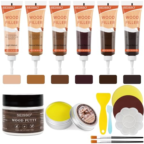 SEISSO Masilla para Madera Blanca 100g, Kit de Reparación de Muebles de Madera, Para Reparar Arañazos, Grietas, Agujeros y Defectos