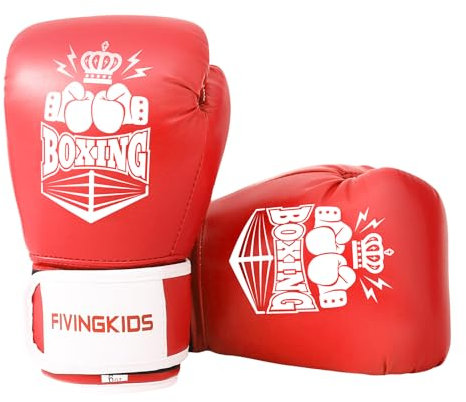 FIVING Kinder Boxhandschuhe für Jungen und Mädchen,Jugendboxen Trainingshandschuhe für Kinder 3-15,Kinder Sparring Boxhandschuhe für Boxsack, Kickboxen, Muay Thai, MMA (Rot und weiß, 4oz)