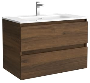 Salgar Mueble de baño Bequia 80cm + Lavabo cerámica | Nogal|80x45x56