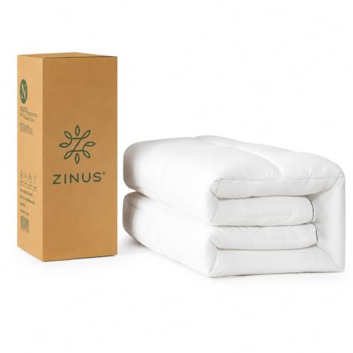 Zinus Surmatelas en Bambou 90 x 190 cm - Housse de Matelas matelassée avec surmatelas de 5 cm d'épaisseur - Lavable en Machine - Blanc