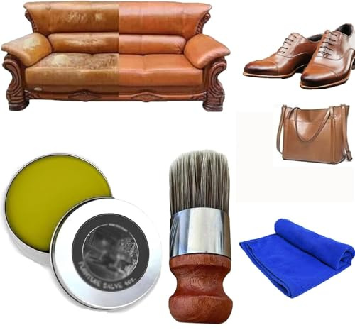 Pelinuar Ecorevive Crème pour Cuir,Shinerevive Pommade pour Cuir,Pommade pour Meubles en Cuir,Brosse Applicateur pour Crème et Pommade Réparatrice pour Cuir et Meubles,Crème pour Cuir pour Prévenir la