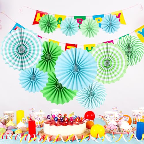 12 Piezas Abanicos de Papel Decorativos para Colgar, panemy Abanicos de Papel Coloridos, Decoraciones para Fiestas, Set para Cumpleaños, Bodas, Graduaciones, Eventos (d)