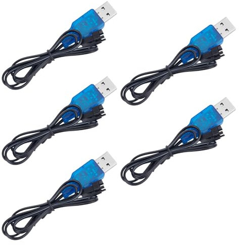 Gosknor 5st 3,7V Akkuladegerät Lipo, USB Ladekabel RC Auto Wiederaufladbare Li-Ionen Akkus mit SM-2P Stecker für 3,7V RC Spielzeugboot LKW Ferngesteuertes Auto Ladekabel