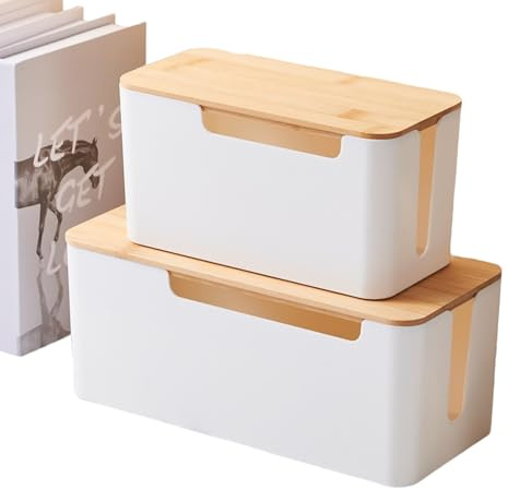 Kabelbox organisatör liten vit kabelhanteringslåda under skrivbord kabelförvaringslåda med skiljeväggar golvkabelskydd kabelfodral låda med lock eluttag arrangör säker kabeltäckning