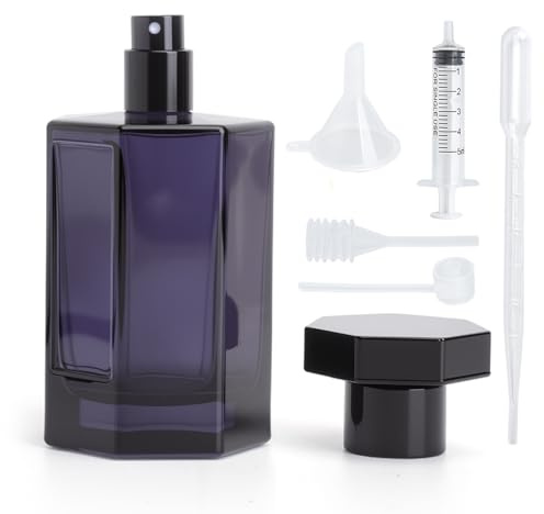 UOCAI Flacone Profumo Ricaricabile 100ml In Vetro Nero, Atomizzatore Profumo Vuoto Riutilizzabile, Nebulizzatore Profumo Con Pipetta E Imbuto, Boccetta Profumo Anti Perdita Da Viaggio Uomo Donna