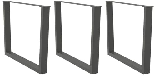 Teenpull Lot de 3 pieds de table de salle à manger, en forme de V, anthracite, 100 x (72-73,3) cm, en acier revêtu par pulvérisation, pieds réglables en métal pour table de salle à manger