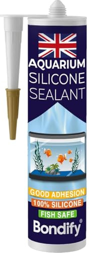 BONDIFY Impermeabile Sigillante Siliconico Trasparente per Acquari, FISH-SAFE, NON-TOSSICO 100% Sigillante Siliconico sanitario Trasparente per Bagno, Doccia, Cucina, Lavabo, Sigillante Laghetto