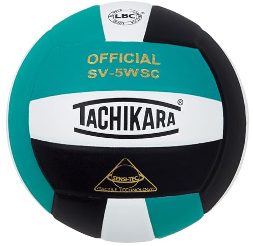 Tachikara Sensi-Tec Composite Colorful High Performance VolleyBall, Teal-White-Bk