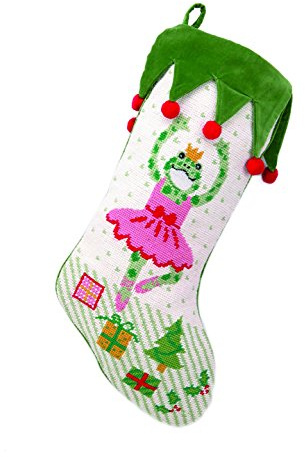 Peking Handicraft 31KR197MC Ballerina Frog Needlepoint Stocking, 11x18