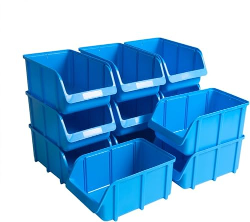 hünersdorff Set 12 tiroirs de rangement empilables, Boîtes de rangement, Rangement d'outils, haute stabilité dimensionnelle et capacité de charge, en polypropylène (PP), taille 4, bleu