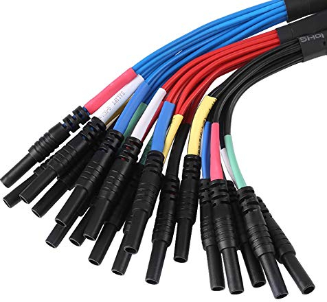Samfox HT306 Breakout Leads - Universal Test Lead Set for Auto Diagnostic Oscilliscope, 6 Channel (2.8mm Black)