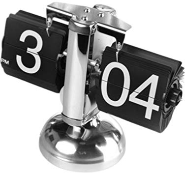 HEALLILY Retro Flip Down Clock Automatic Digital Clock Auto Pager Turning Clocks Creative Desk Decor for Home Office (Black Without Battery)