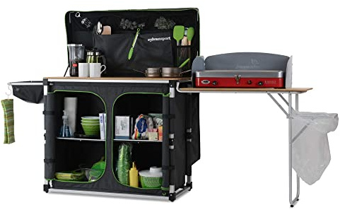SylvanSport Outdoor Camp Kitchen System for Easy Cooking, Clean Up, Camping Meal Prep, Glamping and Camping Essentials, Dine-o-Max Large Version