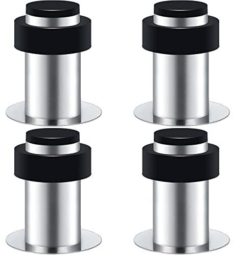 4er Selbstklebender Türstopper, Türstopper zum Schrauben - Montage am Boden oder an der Wand - Edelstahl Gummi Wandtürstopper inkl. Befestigungsmaterial