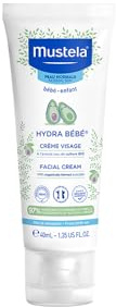 Mustela Hydra Bébé Crema Viso al Perseose d’Avocado BIO e Vitamina E, Viso Neonati, Bambini, Tutta la Famiglia - Idrata e Mantiene la Pelle Morbida, 97% Ingredienti di Origine Naturale (40ml)