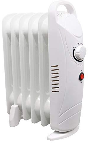 Blümme 6 Fin Mini Oil Filled Radiator White Portable Electric Heater 800W