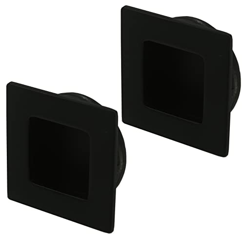 WHL 2X Matt Black Square Recessed Pull Handles, Flush Mount Ideal for Sliding Cabinet, Wardrobe, Cupboard Doors