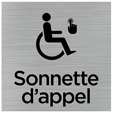 Pictogramme Sonnette d'appel (Q1041). Signalisation Porte 150 x 150 mm. Autocollant souple ou plaque alu brossé 2 mm ep. - Plaque aluminium brossé - Plaque aluminium brossé -