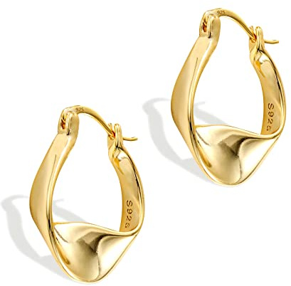 ALEXCRAFT Orecchini a Cerchio in Argento Sterling 925 Orecchini in Oro 14K Orecchini Ipoallergenici Chunky Intrecciati Huggie Orecchini a Cerchio Orecchini Gioielli Regalo