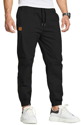 JustSun Pantalones de Trabajo Hombre Casuales Jogging Pantalón Algodón Slim Fit Cargo Pants con Bolsillo Cordón Chinos Hombre