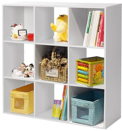 PACHIRA Bücherregal mit 3 Ebenen, 3 * 3 Holz Bücherschrank Stufenregal, Standregal mit 3 Fächern, offenes Aufbewahrungsregal Würfelregal für Kleidung, Spielzeug, Büroregal für Wohnzimmer