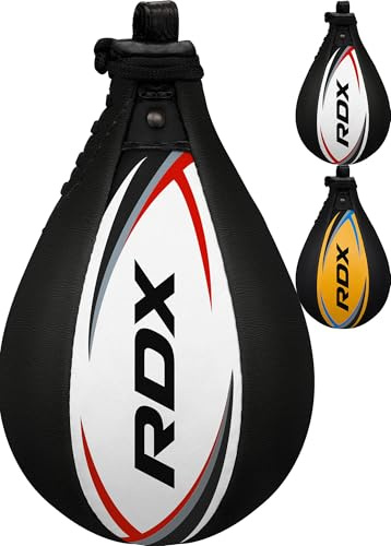 RDX Palla Veloce Boxe, Vacchetta Pelle Speedball, Pera da Boxe con Gancio Soffitto per Muay Thai MMA Pugilato Sacco Punzonatura Allenamento di velocità Combattimento Sport Fitness Boxing Speed Bag