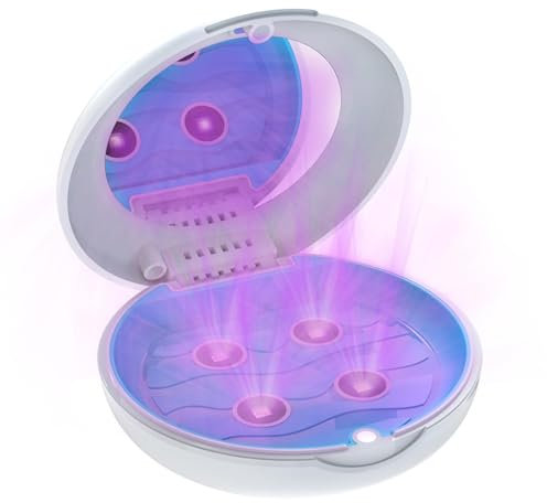 HAZARA Gebissdose Mit Uv-Desinfektionslicht, Prothesenbox Desinfiziert, Reinigt Und Entfernt GerüChe, Zahnspangendose Tragbar, Perfekt GeschüTzt