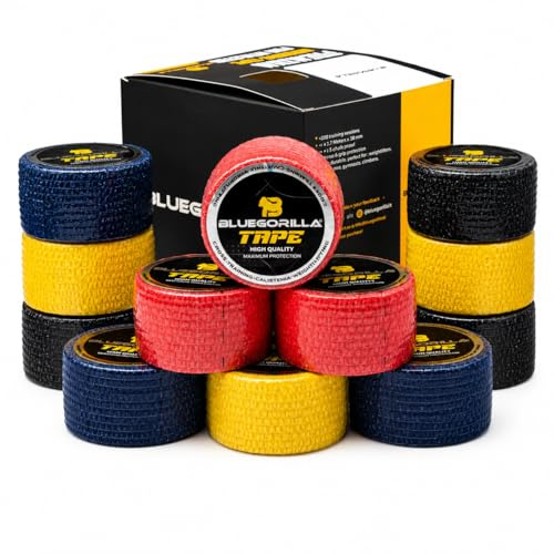 BLUEGORILLA® Tape Crossfit Elastico (Pack 12) - Nastro Sportivo Professionale - Benda Elastica Autoadesiva - 3.8cm x 7m