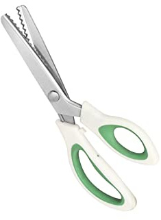 Kitchen Scissors Shears Scissors Serrated Scalloped Embroidery Sewing Tailor Zigzag Craft Cloth Cutter Fabric Scissor(Green White)