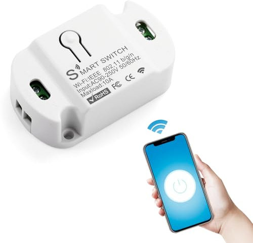 HNCY Smart Lichtschalter Alexa, 1/2 Wege, Mini Home Sprachsteuerung/Timer, WLAN Schalter Modul, Kompatibel Mit Alexa/Tuya App/Google Home (1 Stück)