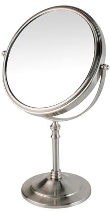 IOO6Z8SY Doppelseitiger Kosmetikspiegel mit 1X/3X Vergrößerung, 360° Drehbar, Hochwertige Edelstahl-Oberfläche, Platzsparender Tischspiegel für Make-up, Rasieren, Brillengeschäfte & Schmuckläden