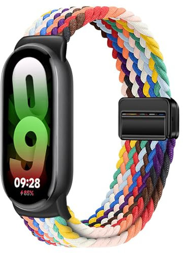 OUTPUTBT Geflecht Magnetisch Armbänder für Xiaomi Smart Band 9/8 Armband Nylon Baumwolle Sport für Mi Band 9/8 für Damen Herren