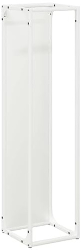 vidaXL Vedställ vit 25x25x100 cm kallvalsat stål, öppen spis vedhållare, stockhållare, stockstativ, inomhus vedförvaring, vedställ, stockställ