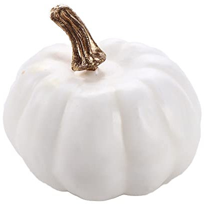 Zucca artificiale ornamentale, 7,8 cm, modello di zucca artificiale, mini zucca artificiale, decorazione per feste di Halloween (bianco)