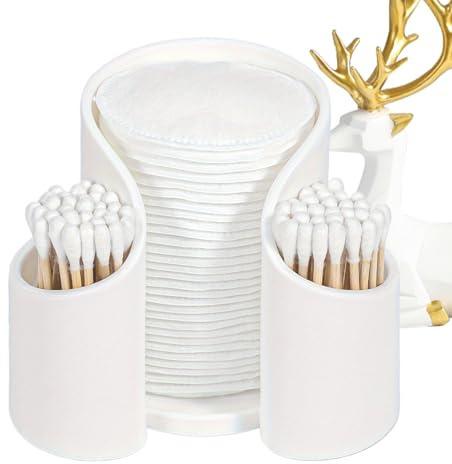 Qizeroty Boîte De Rangement Pour Cotons-tiges À 3 Compartiments, Boîte De Distributeur Pour Cotons-tiges, Outil De Rangement Multifonction Convient Pour Coiffeuse, Meuble De Salle De Bain (Blanc)