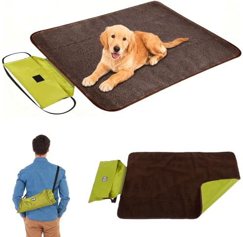 Vattentät hundmatta, hundfilt utomhus, 100 x 70 cm vikbar vattentät hundfilt, återanvändbar hundträningspads, stor resefilt för husdjur, kattfiltar tvättbar för valpar, kattungar
