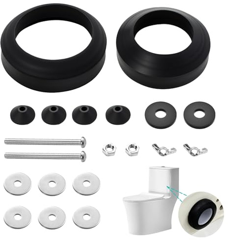 Universal Toilet Cistern Repair Kit Toilet Cistern Seal Kit 100mm M6 Bolts Kit + 2 Kind Rubber Washer Gasket Sealing Rings Tank to Bowl Rubber Gasket Fits 2'' 3'' Toilets Flush Valve Tank Coupling Kit