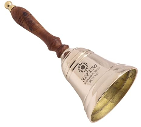 Custom Engraved Brass Handbell with Wooden Handle – Personalized Teacher Bell for Weddings, Anniversaries & Events – Vintage Large Brass Bell with Loud Clear Sound Gift Keepsake