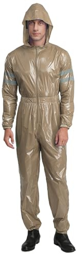 Miutii Unisex arbetsoverall herr skyddsoverall vattentät overall huva helkroppsdräkt arbetsoverall industri hantverkare arbetskläder, GRÅ, M