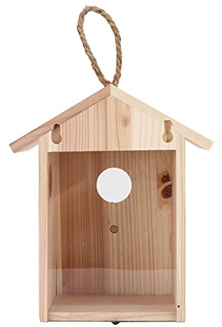Casa para pájaros con Ventana deMadera, Casas para pájaros Colgantes al Aire Libre Caja Nido para pájaros deMadera casa para pájaros Azules pinzones cardenales decoración de jardín