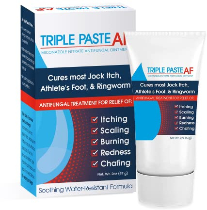 Triple Paste AF Antifungal Ointment for Skin, Athletes Foot Treatment and Ringworm Treatment - 2% Miconazole Antifungal Cream - 2 Oz Tube (Packaging May Vary)