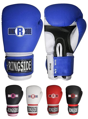 Ringside Pro Style Boxing Training Gloves Kickboxing Muay Thai Gel Sparring Punching Bag Mitts, Small/Medium, Blue