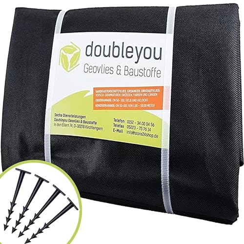Sandkastenvlies | 2 x 2 m | 4m² | Unkrautvlies | 80g/m2 | Schwarz | Schutzvlies für Sandkasten inkl. 4 Erdanker | Maximaler Schutz gegen Unkraut und Schmutz | Ideal für Sandkasten und Beete