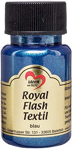 Ideen mit Herz Royal Flash Textil, Glitzer-Metallic-Farbe | hochdeckend, cremige Textilfarbe auf Wasserbasis | für helle und dunkle Textilien | 50 ml (blau)