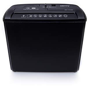 Camry CR1033 Destructora de Papel 5 hojas, trituradora de CD, DVD y tarjetas de crédito, recipiente separable 7 litros, encendido automático, negra