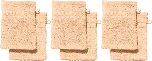 REDBEST Waschhandschuhe, Waschlappen 6er-Pack Chicago apricot Größe 15x21 cm - saugstark, strapazierfähig, ideal für Reisen, Sport (weitere Farben)