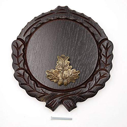 Plaque sculptée AF foncé 14 cm avec 1 feuille de chêne petite planche de recouvrement