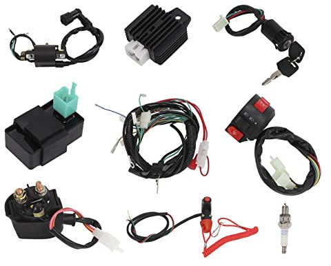 Aramox Faisceau de Cablage de Moteur de Démarrage électrique Kit de Régulateur de Bougie D'allumage CDI pour 49 50 70 80 90 100 110 125 4 Temps ATV QUAD Dirt Bike